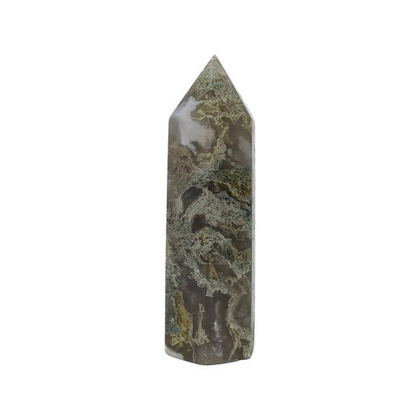 Green Moss Agate Crystal Generator Point