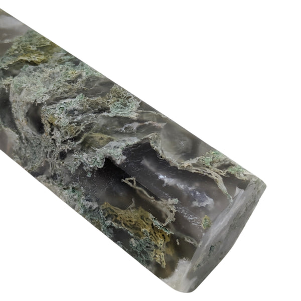 Green Moss Agate polished point 8cms
