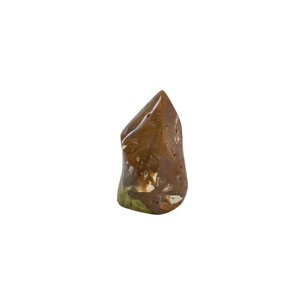 green opal aka apple opal gemstone flame carving