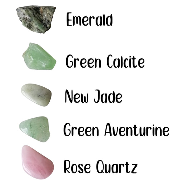 Heart Chakra Crystal Set   - Natural & Tumbled - Centre for Love