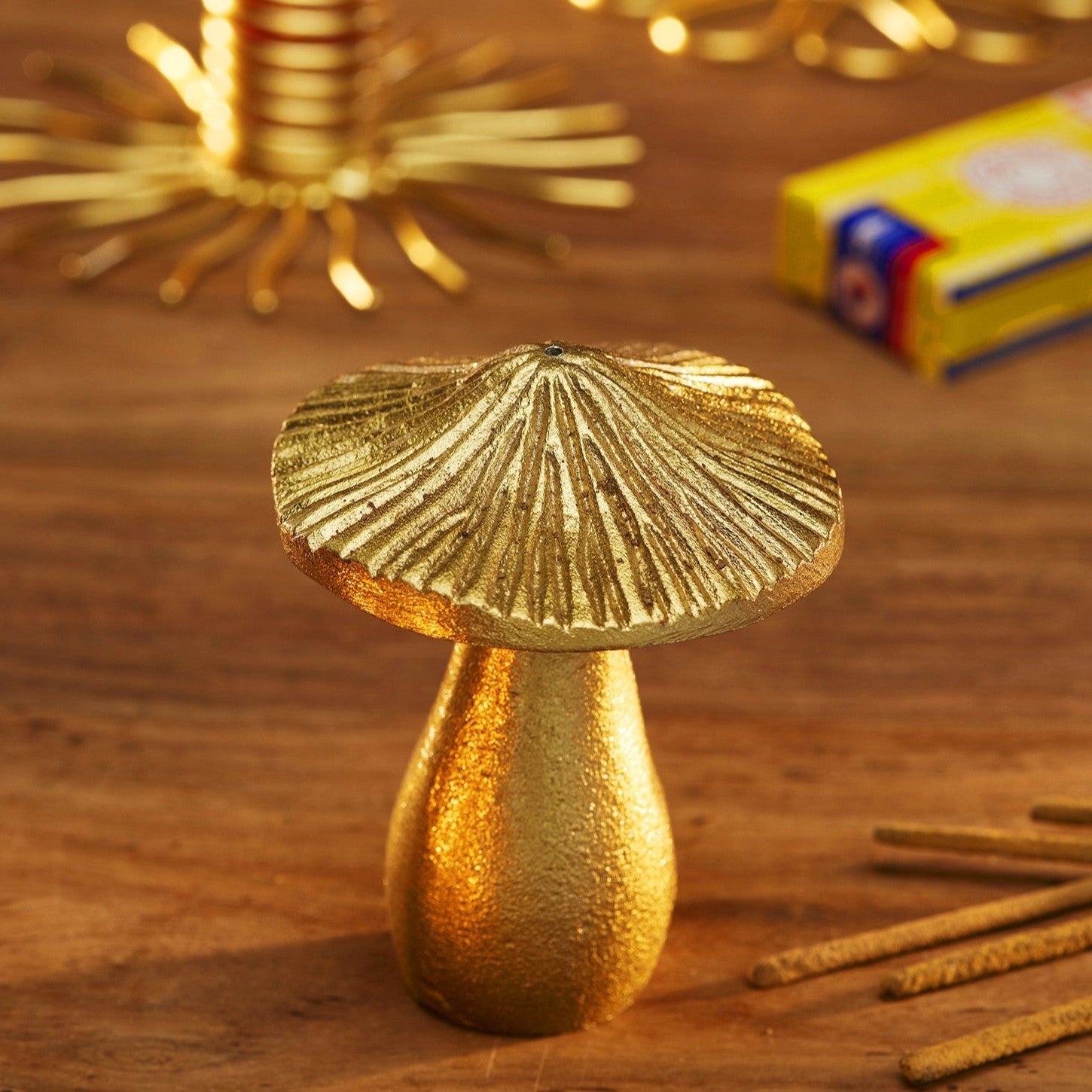 Brass Effect Mushroom Incense Holder