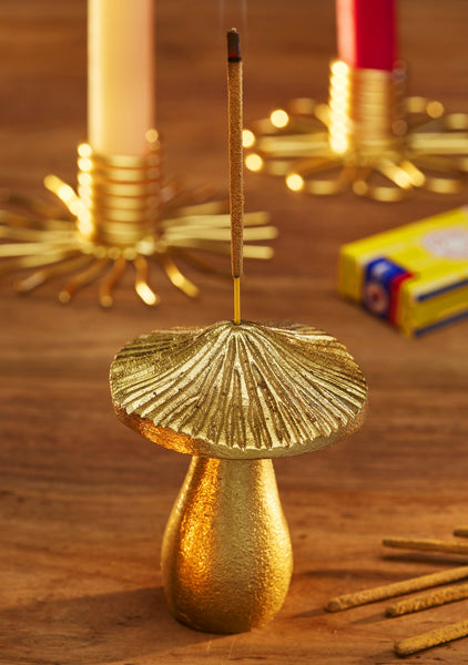 Brass Effect Mushroom Incense Holder