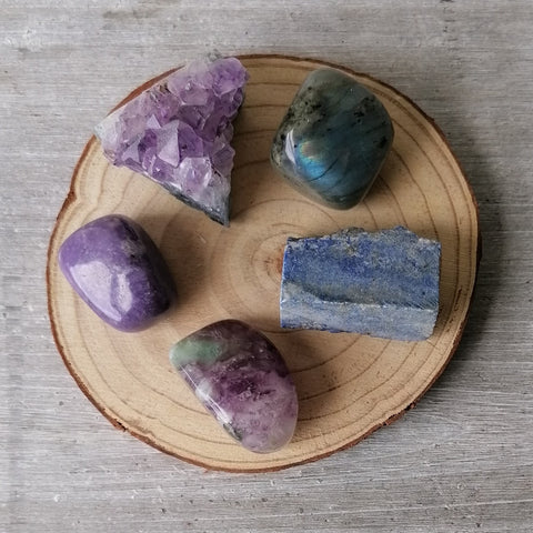 Third Eye Chakra Crystal Set - Natural & Tumbled