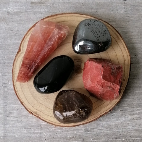 Root Chakra Crystal Set - Natural & Tumbled