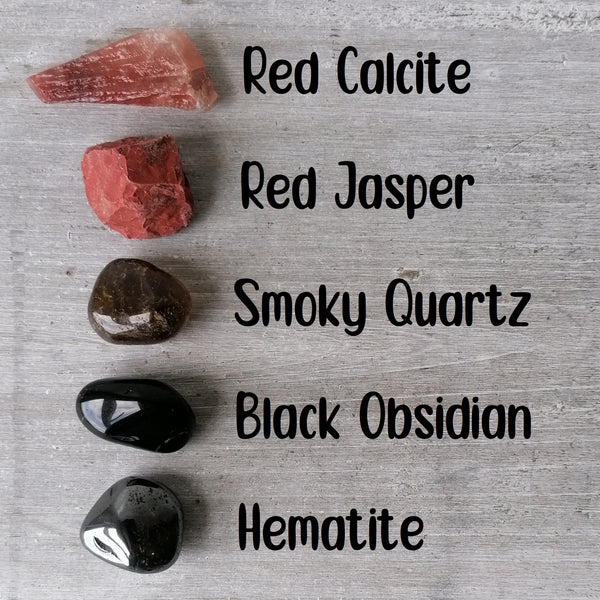 Root Chakra Crystal Set - Natural & Tumbled