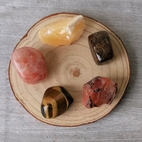 Sacral Chakra Crystal Set - Natural & Tumbled
