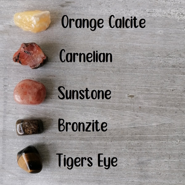 Sacral Chakra Crystal Set - Natural & Tumbled
