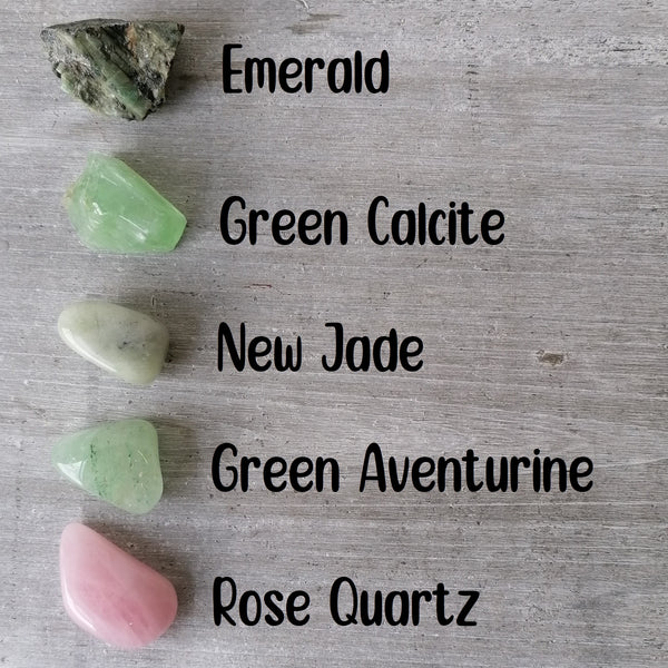 Heart Chakra Crystal Set - Natural & Tumbled
