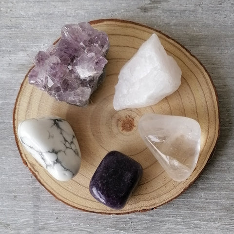 Crown Chakra Crystal Set - Natural & Tumbled