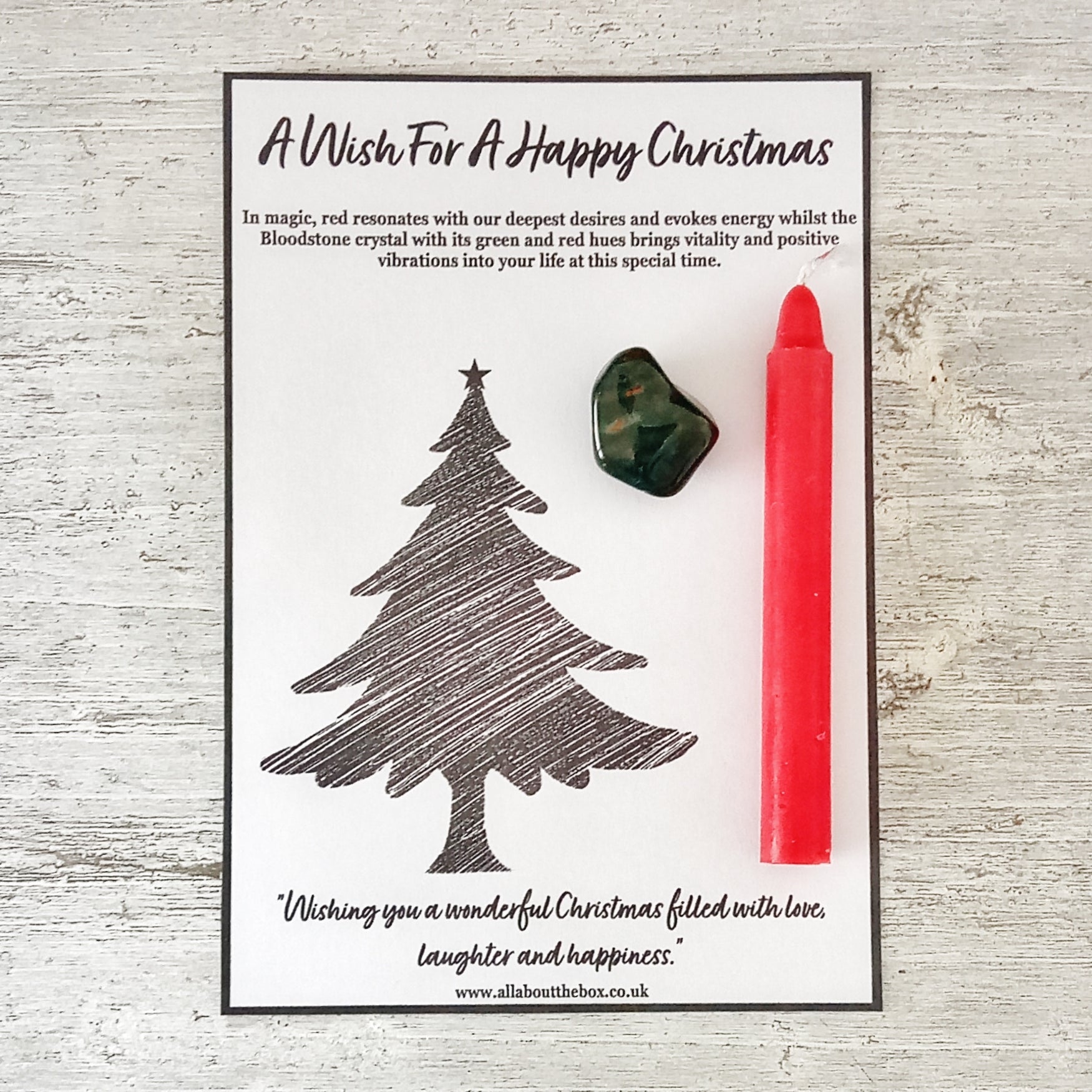 A Wish For A Happy Christmas - Red Spell Candle & Bloodstone Crystal