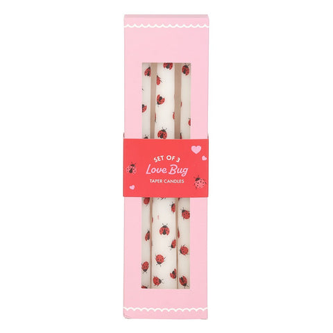 Set of Three Love Bug Ladybird Taper Candles