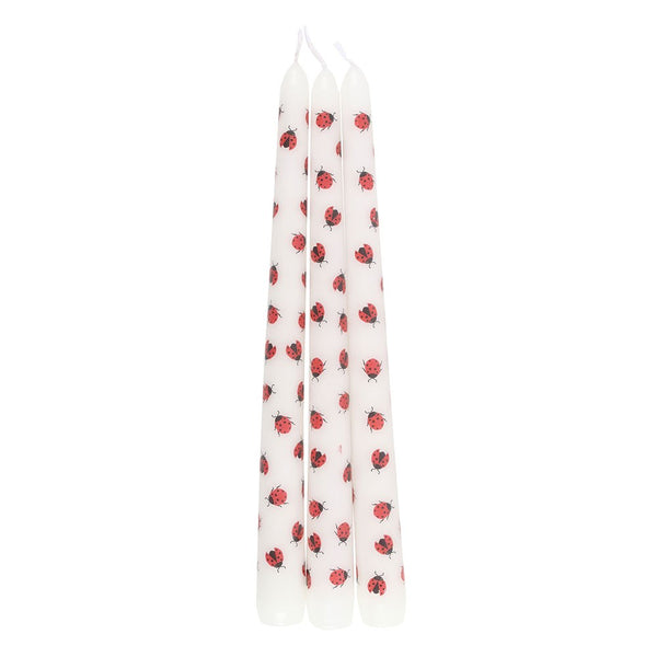 Set of Three Love Bug Ladybird Taper Candles