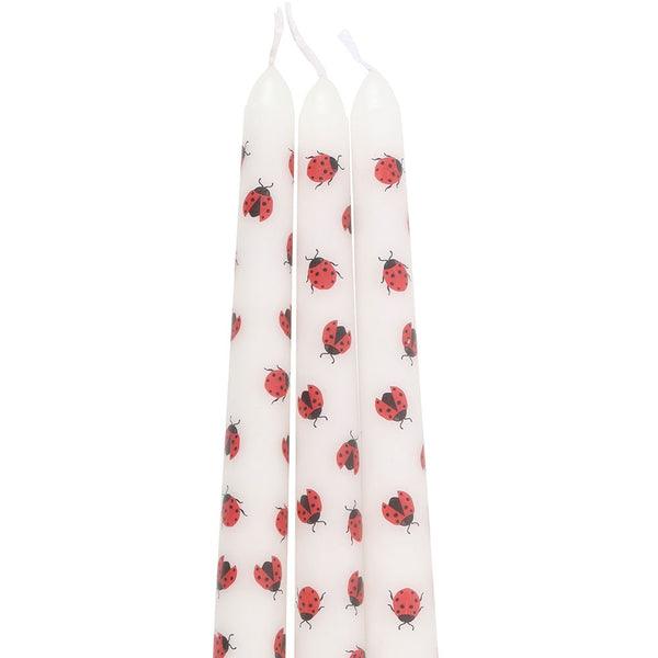 Set of Three Love Bug Ladybird Taper Candles