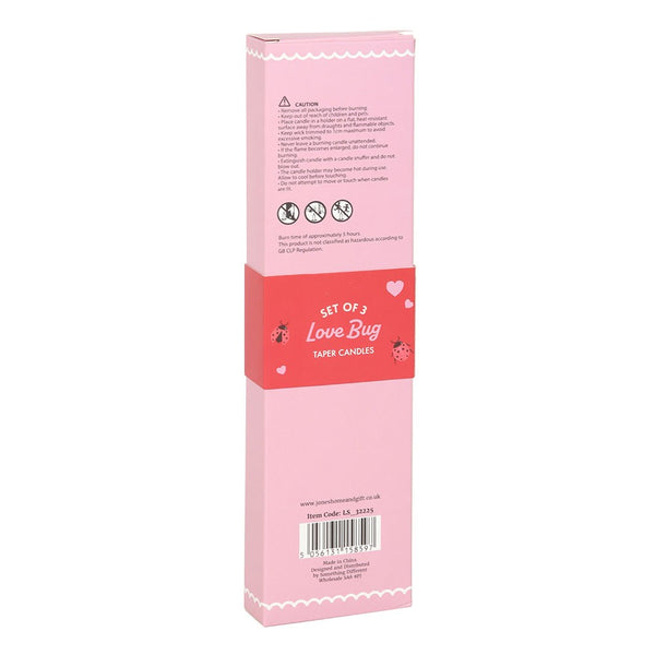Set of Three Love Bug Ladybird Taper Candles