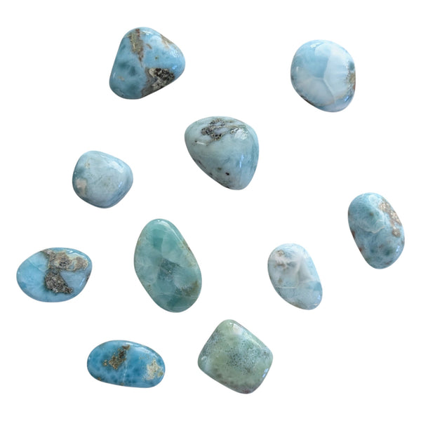 Tumbled Larimar Gemstones from the Dominican Republic. 