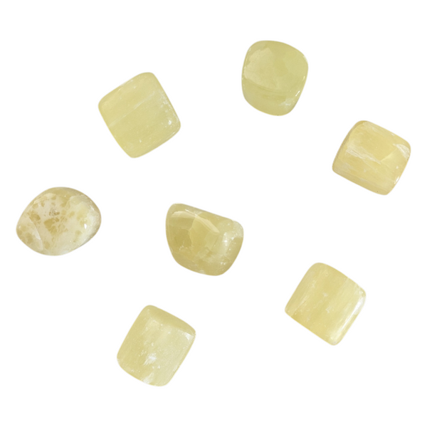 Lemon calcite stones in vibrant yellow hues. 