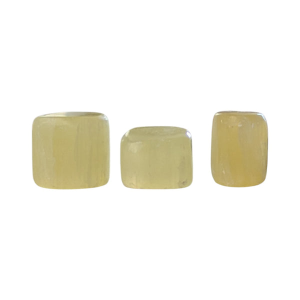 Lemon Yellow Calcite stones showing their chunky shape. 