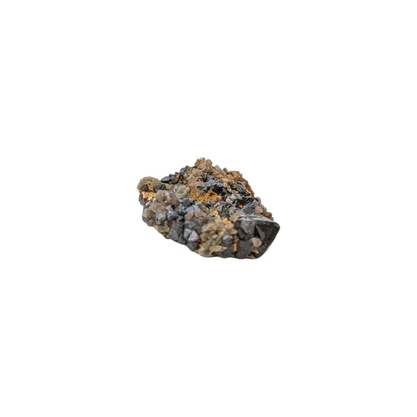 Magnetite crystals on a rock matrix mineral specimen
