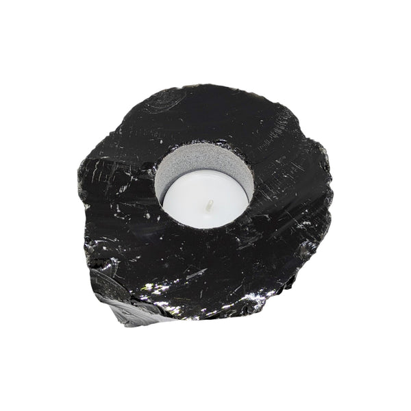 Natural Black Obsidian Tealight Holder