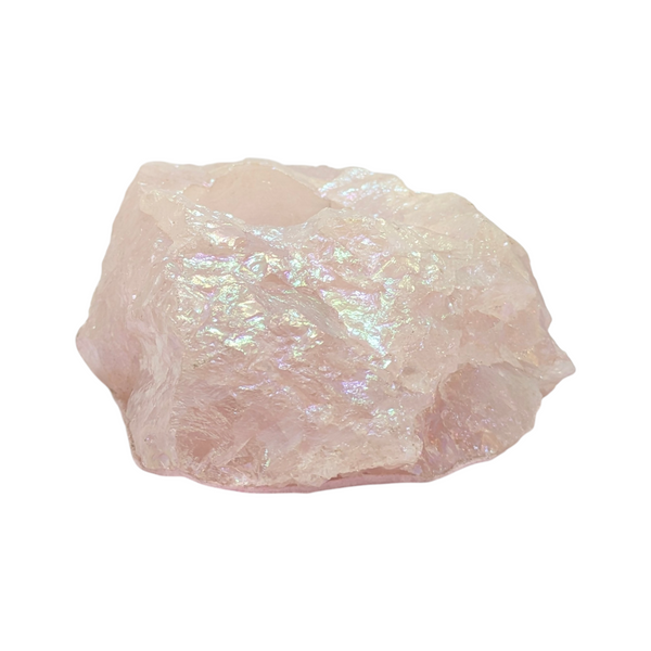 Rose Aura Quartz Crystal Tealight Holder