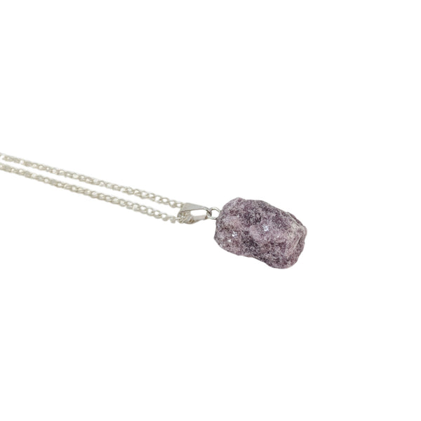 Natural Raw Lepidolite Crystal Necklace