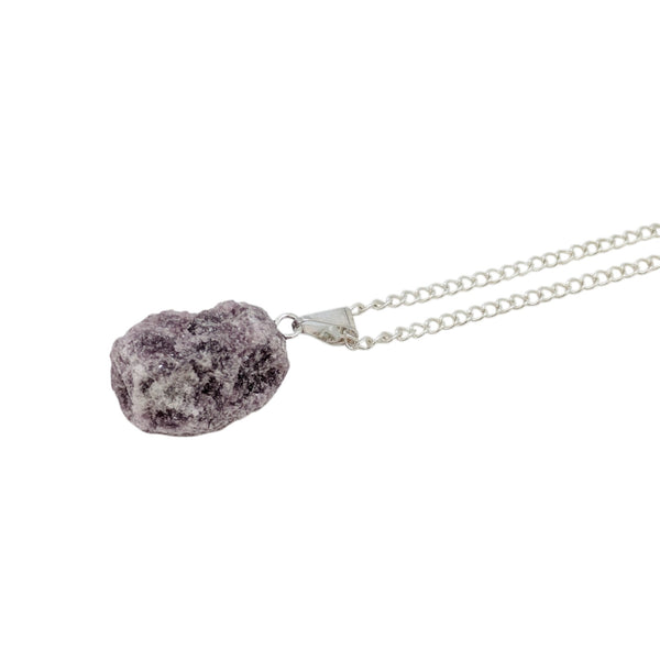 Natural Raw Lepidolite Crystal Necklace
