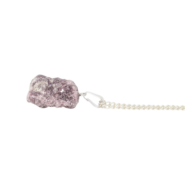 Natural Raw Lepidolite Crystal Necklace