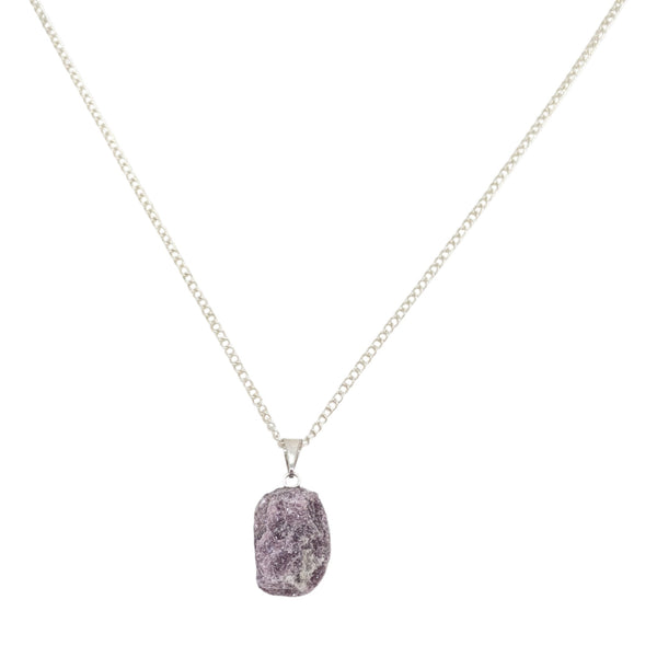 Natural Raw Lepidolite Crystal Necklace