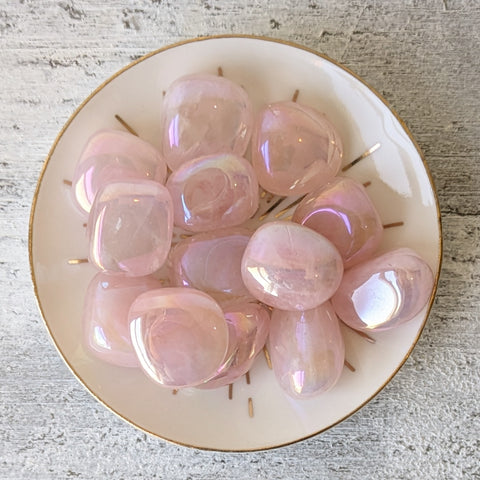 Rose Aura Quartz Tumblestone