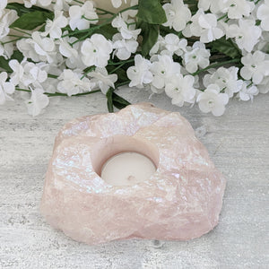 Rose Aura Quartz Tealight Holder