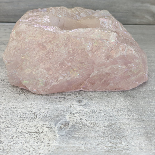Rose Aura Quartz Tealight Holder