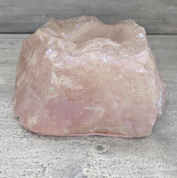Rose Aura Quartz Tealight Holder