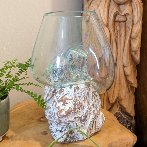 Balinese Gamal Wood Molten Glass Vase