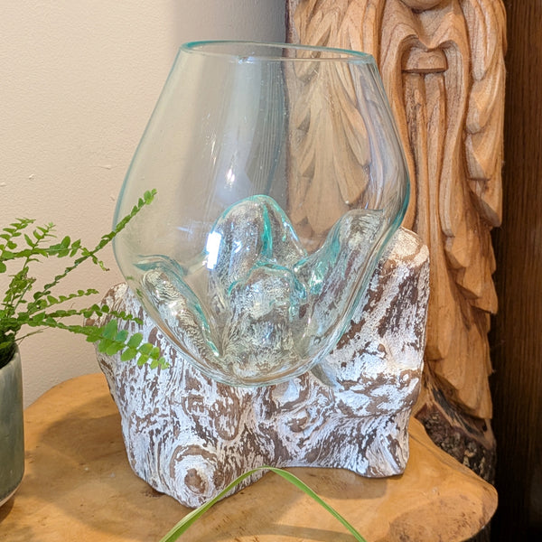Balinese Gamal Wood Molten Glass Vase