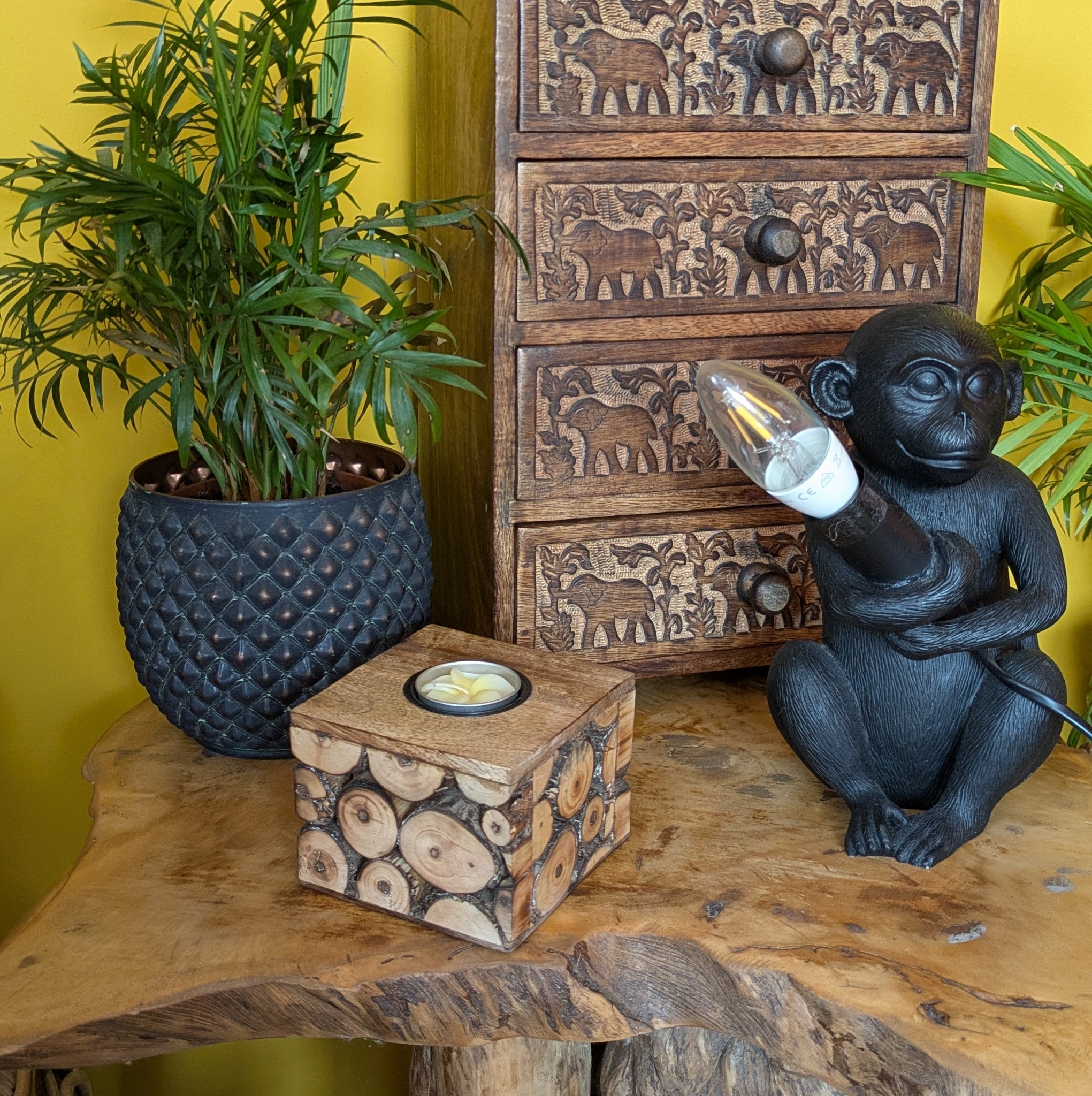 Handmade Mango Wood Tea Light Holder