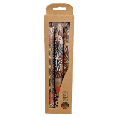 Set of 3 Handpainted Candles - Uzima
