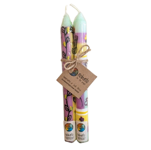 Two Handpainted Taper Candles - Imbali - Fairtrade