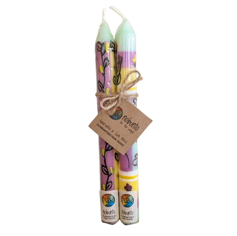 Two Handpainted Taper Candles - Imbali - Fairtrade