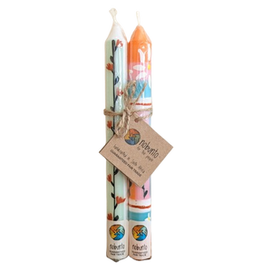 Two Handpainted Taper Candles - Imbali - Fairtrade