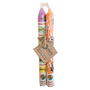 Two Handpainted Taper Candles - Imbali - Fairtrade