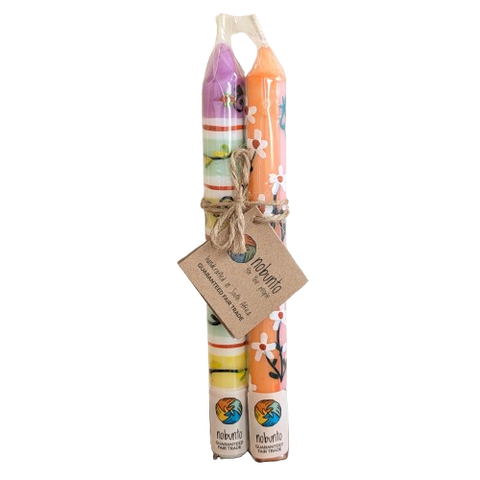 Two Handpainted Taper Candles - Imbali - Fairtrade