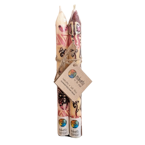 Two Handpainted Taper Candles - Halisi - Fairtrade