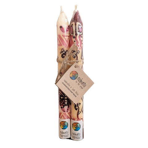 Two Handpainted Taper Candles - Halisi - Fairtrade