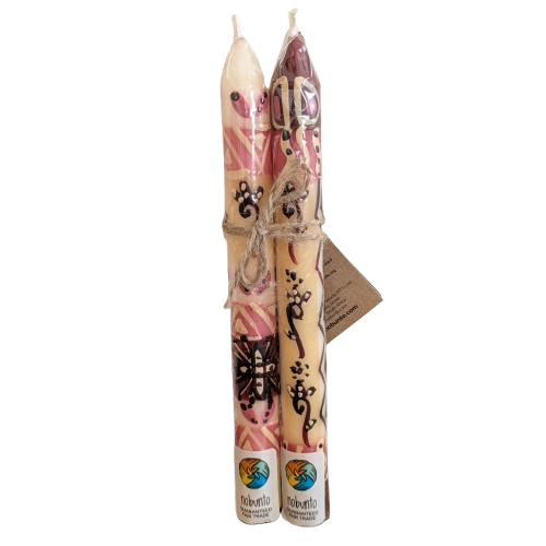 Two Handpainted Taper Candles - Halisi - Fairtrade