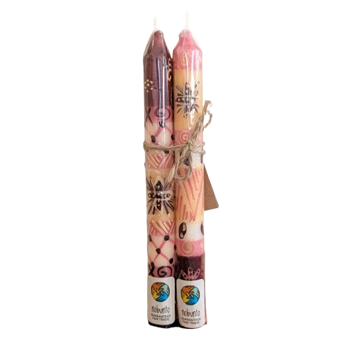 Two Handpainted Taper Candles - Halisi - Fairtrade
