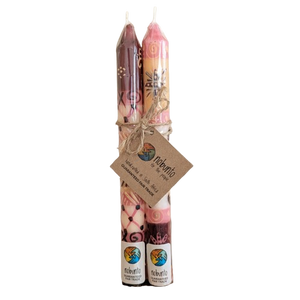 Two Handpainted Taper Candles - Halisi - Fairtrade