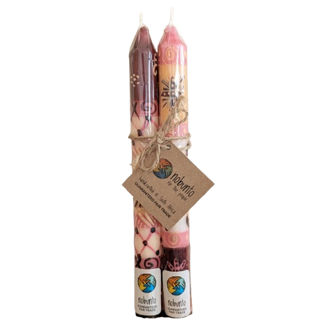 Two Handpainted Taper Candles - Halisi - Fairtrade