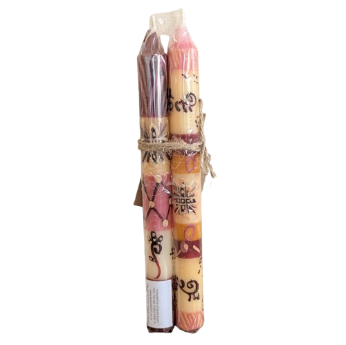 Two Handpainted Taper Candles - Halisi - Fairtrade