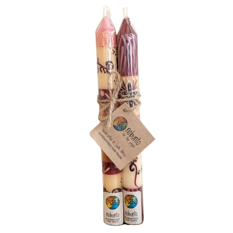 Two Handpainted Taper Candles - Halisi - Fairtrade