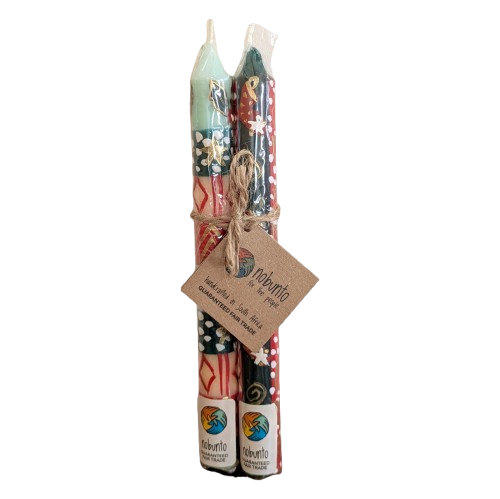 Two Handpainted Christmas Candles